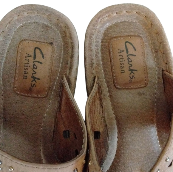 Clarks Artisian Amaya Studded Cut-out Thong Leather Sandals Size 9 - Picture 4 of 10